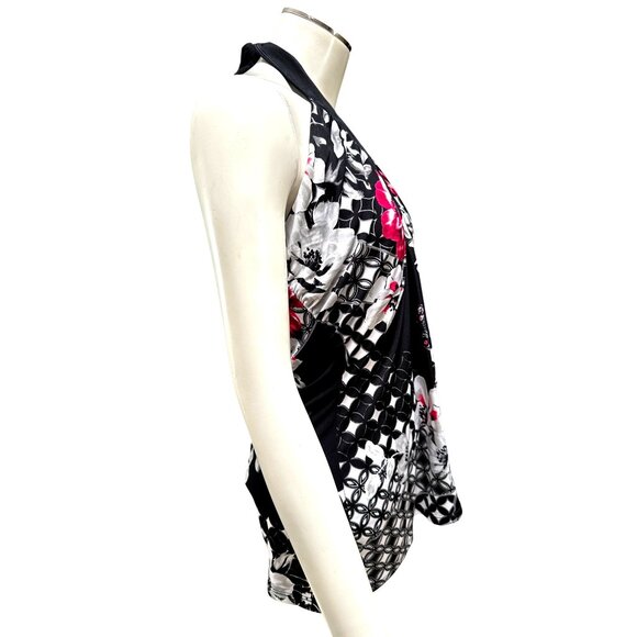 White House Black Market Halter Top Medium Floral Geometric Print Boho Chic - Picture 6 of 12